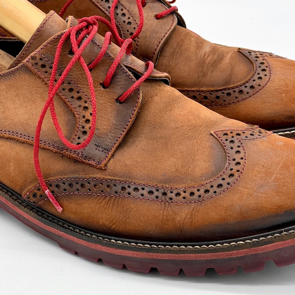 Donald J. Pliner Oxford Men's Sz 10.5 Dress Shoes Brown Washed Suede - Picture 3 of 11